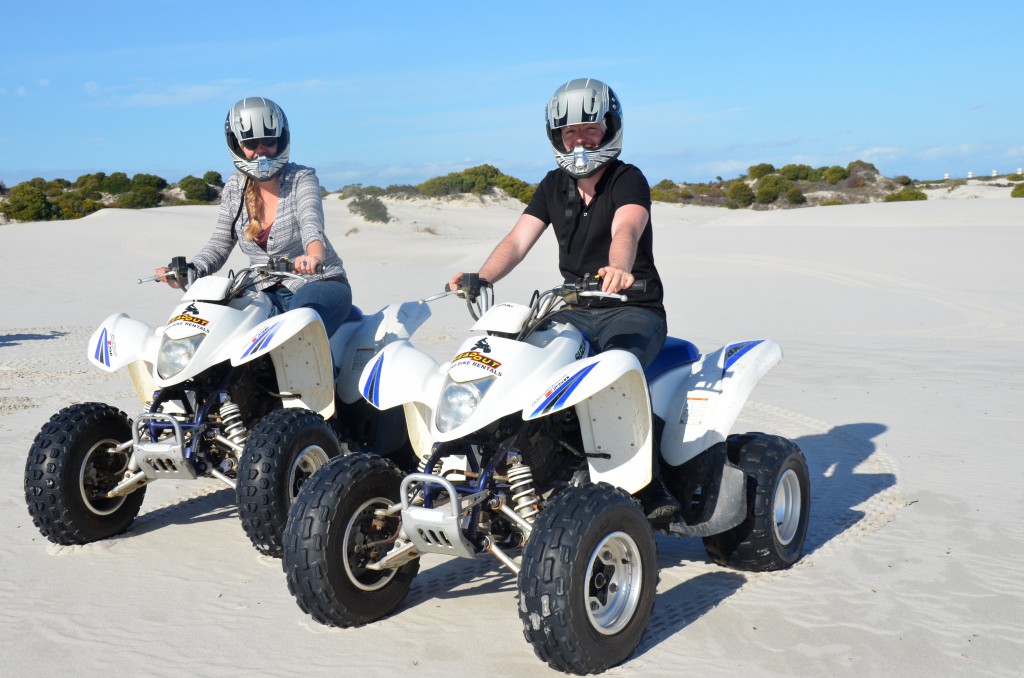 Quad biking in white dunes