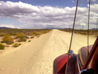 driving a beetle in desert