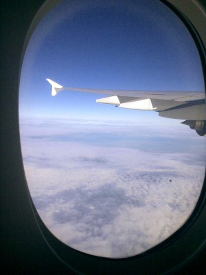 inside the plane window view