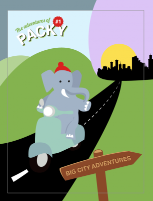 packy front elefant city cartoon