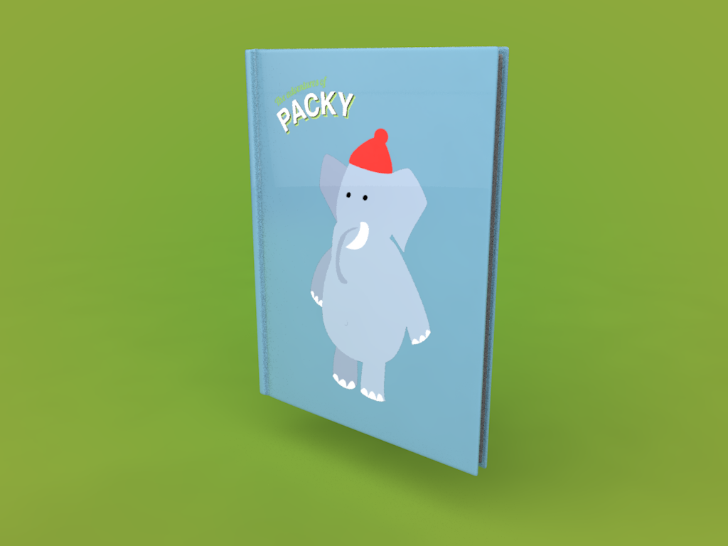 3d book packy elefant cartoon