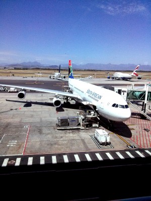 Plane standing ready for boarding