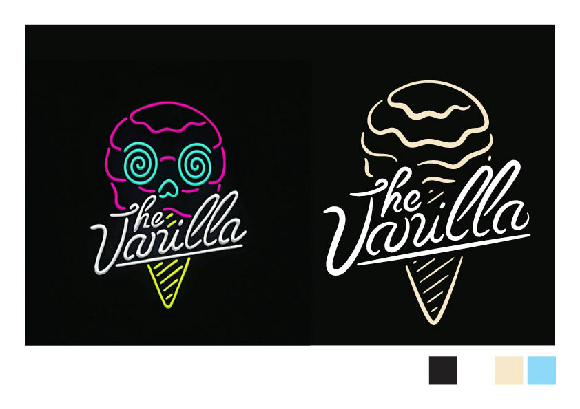 The Vanilla logo before after