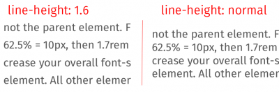 line-height normal vs 1.6