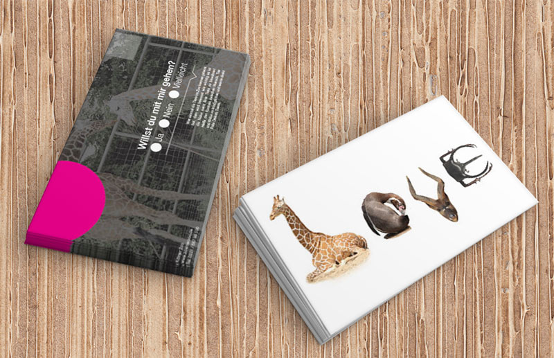 Zoologic postcards love, written in animal typography